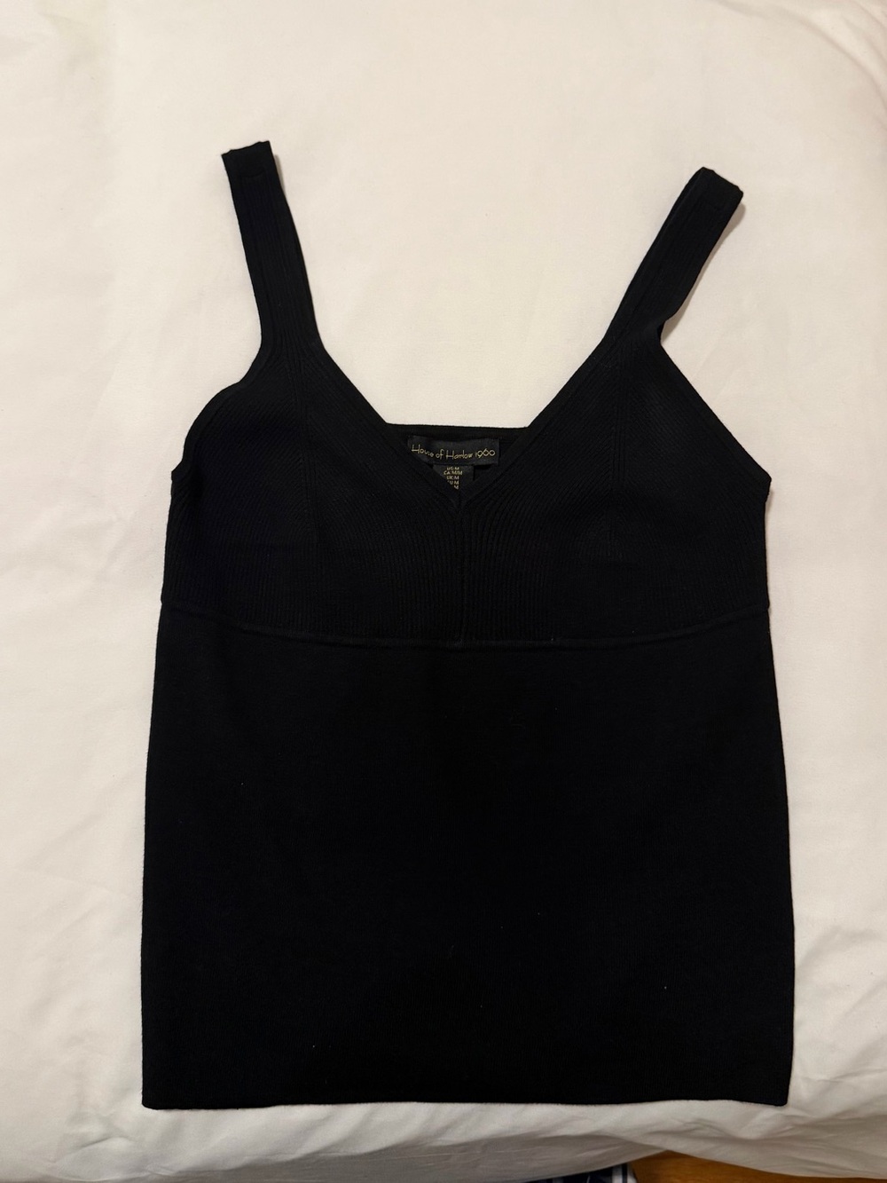 House of Harlow 1960 Black Ribbed V-Neck Tank
